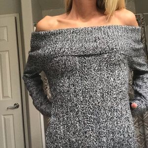 NWT grey & black off the shoulder sweater